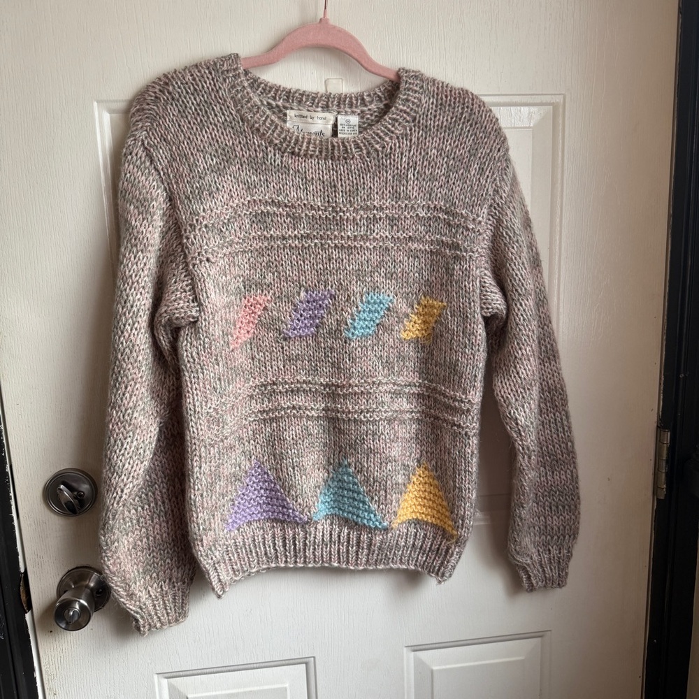 Vintage Hand Knit Geometric Knit Sweater